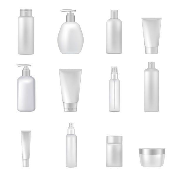 Empty clear cosmetics bottles jars tubes sprays dispensers for beauty and health products realistic images collection vector illustration