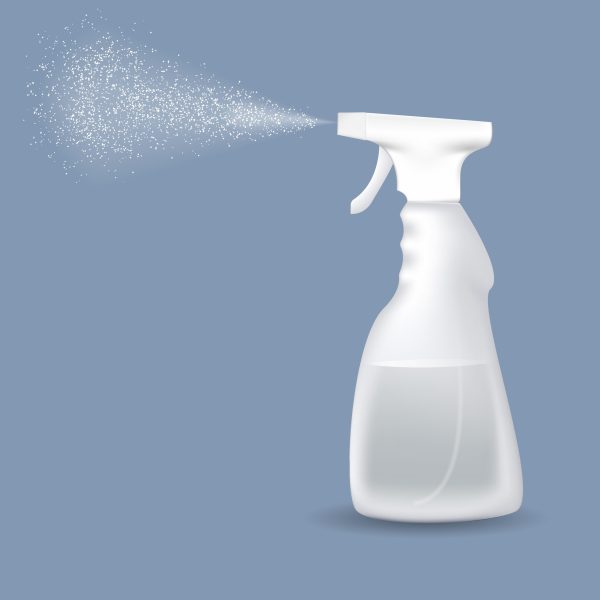 Spray Pistol Cleaner Plastic Bottle White Transparent. Vector